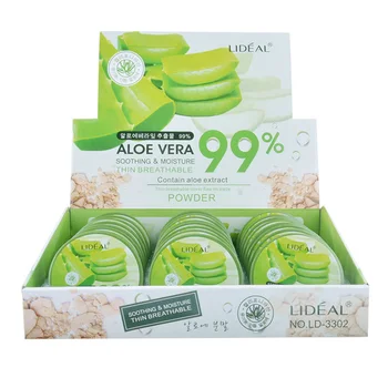 

Hot sale Natural Aloe Vera Pressed Powder Makeup Moisturizer Whitening Smooth Foundation Concealer