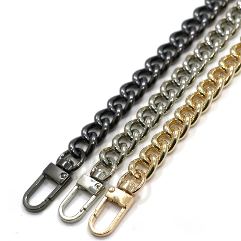 

High Quality Aluminum Chains Gold, Silver, Gun Black 10mm Replacement Light Purse Chain Shoulder Bag Straps for Small Handbags