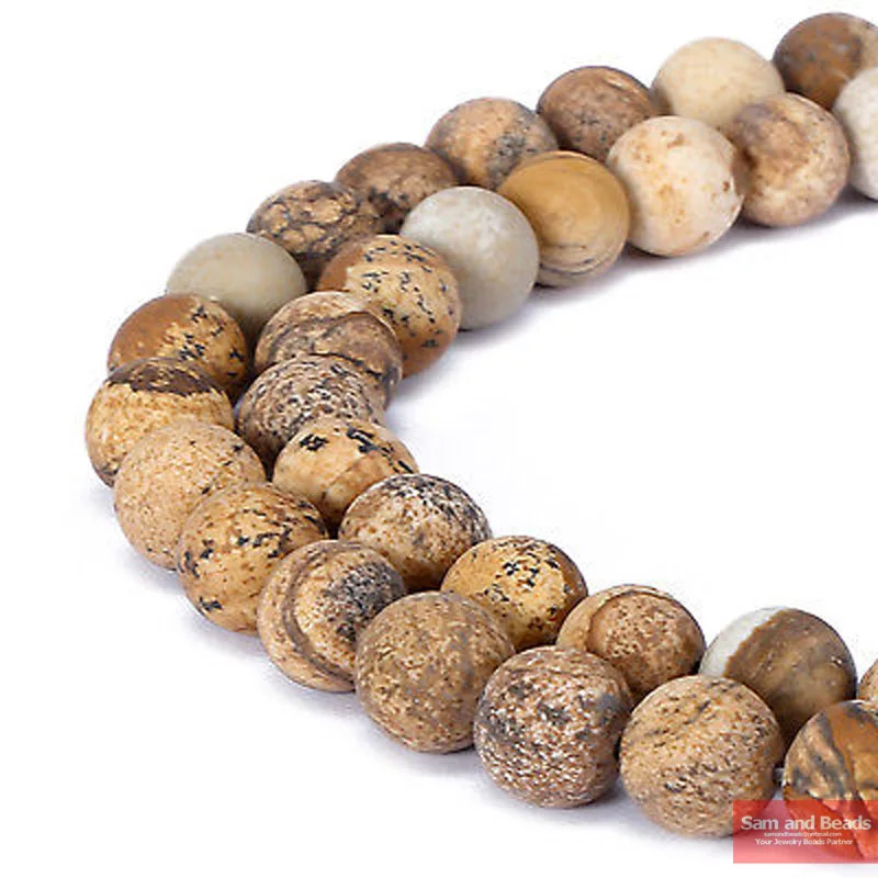 

Natural Stone dull polish Matte Picture Jaspers Beads 16" Strand 4 6 8 10 12MM For Necklace Bracelet Making MPJB01