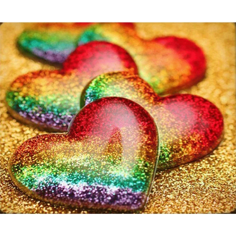 rainbow heart love Diamond Embroidery painting 5D diamond painting Cross Stitch picture Rhinestones diamond mosaic