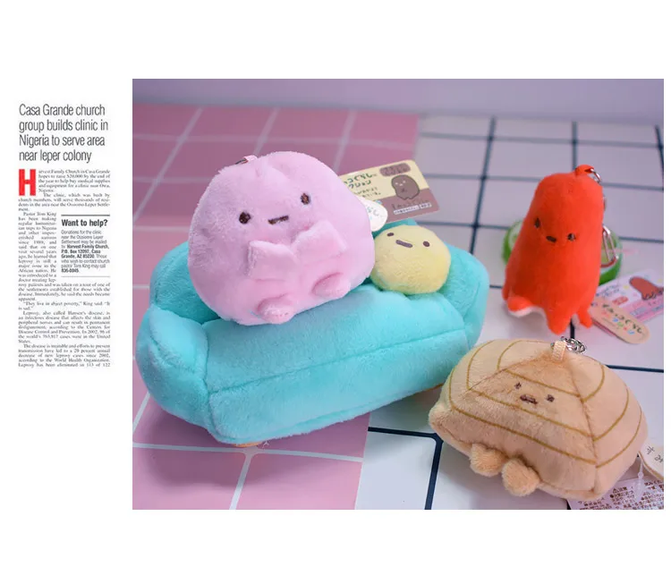 1 шт. Sumikko gurashi домашние Мультяшные плюшевые куклы брелок пушистый кукольный брелок игрушки брелок подвеска унисекс подарки Новинка
