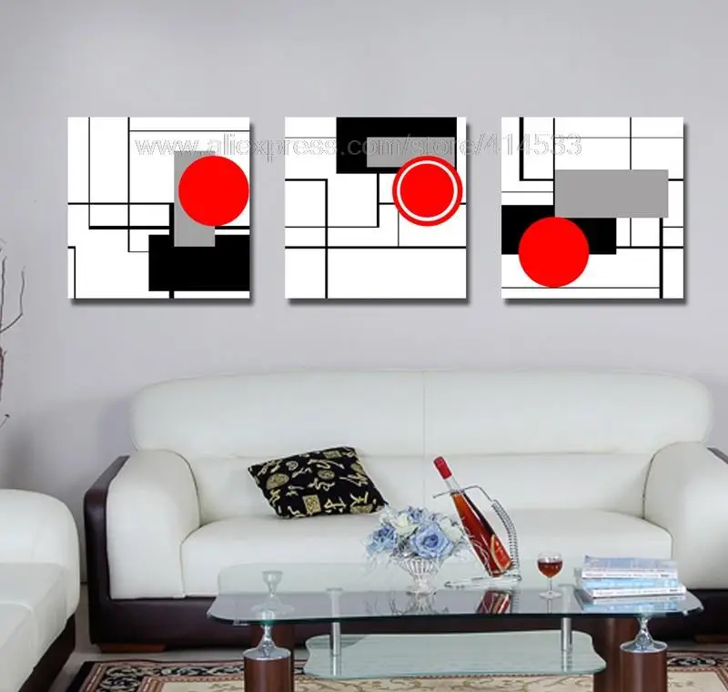 Round Series Reproduction Print On Canvas Abstract 3 set Painting Large