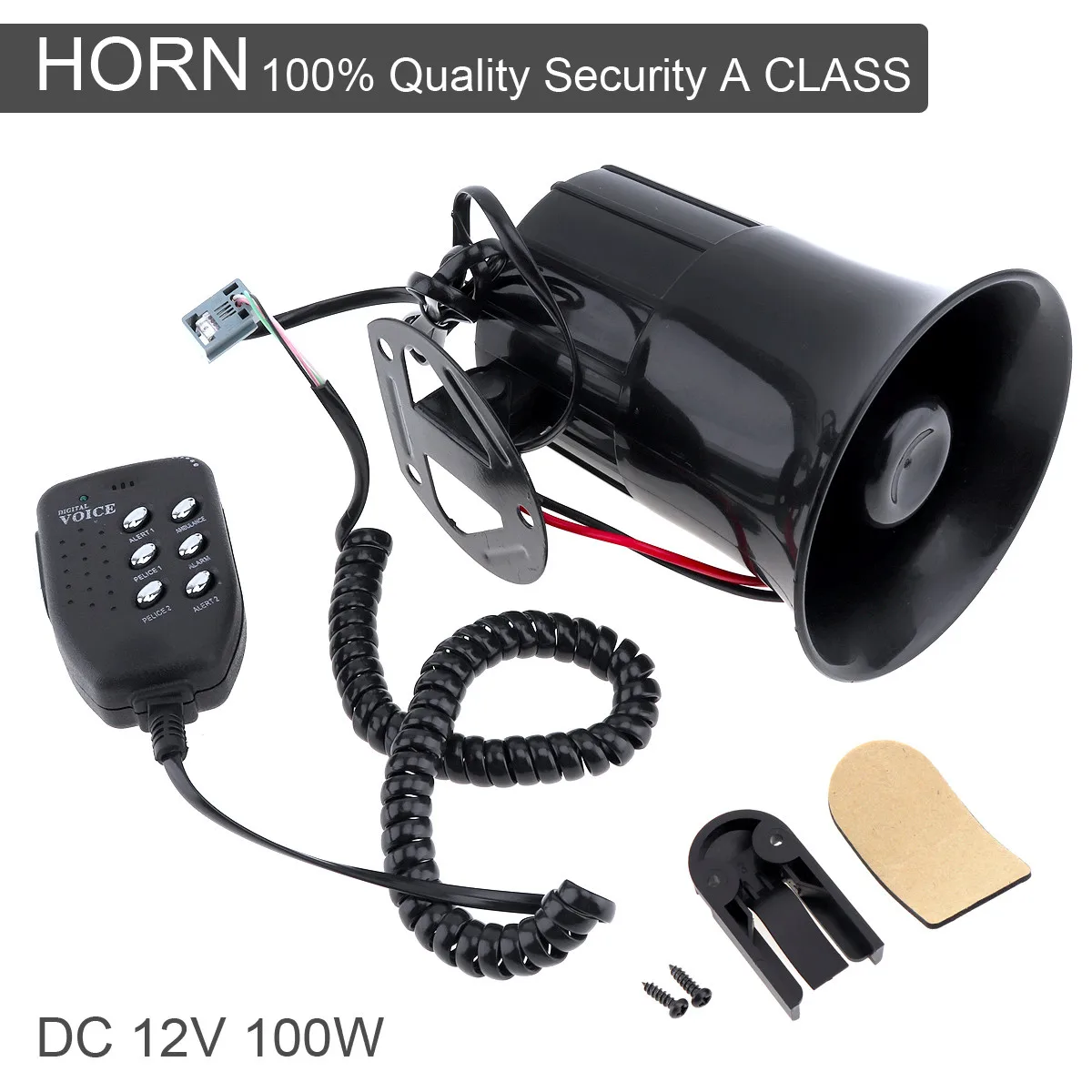 Goede 100 w 12 v 6 Geluid Auto Speaker Luid Alarm Sirene Hoorn 105 115db met MIC Microfoon voor Auto Truck