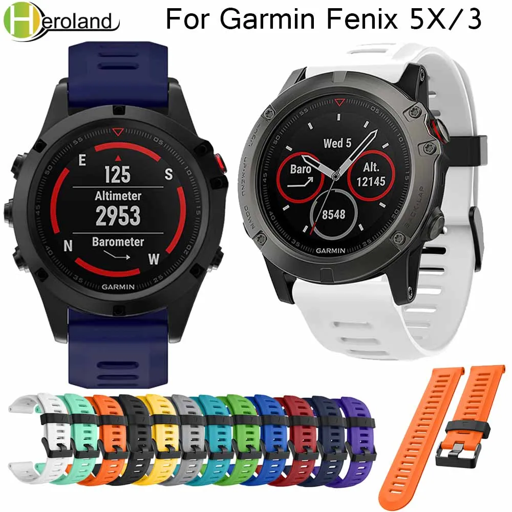 Ремешок силиконовый мягкий для Garmin Fenix 3/3HR сменный Браслет наручных часов 26 мм |