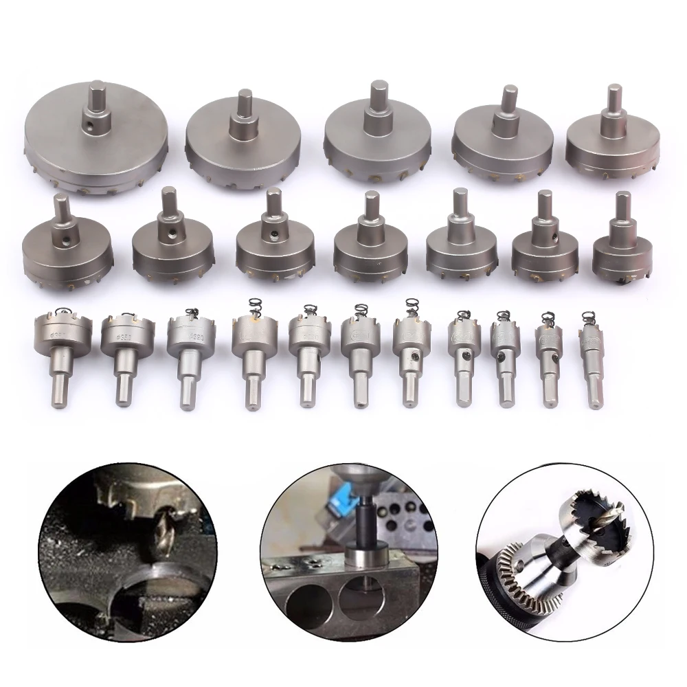 

23pcst Carbide Drill 16-100mm Metal Wood Drilling Hole Cut Tool Steel Carbide Tip Drill Bit Metal Hole Open Drill Chuck