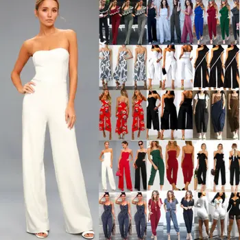 

New Sexy Women Off Shoulder Jumpsuit Backless Summer Strapless Playsuit Ladies Sexy Clubwear Bodycon Evening Party Outifits