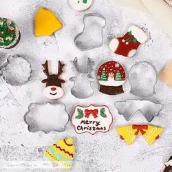 9 шт. 3D Рождественские формочки для печенья набор из нержавеющей стали пищевой Снеговик Рождественская форма для торта DIY кухня наборы для