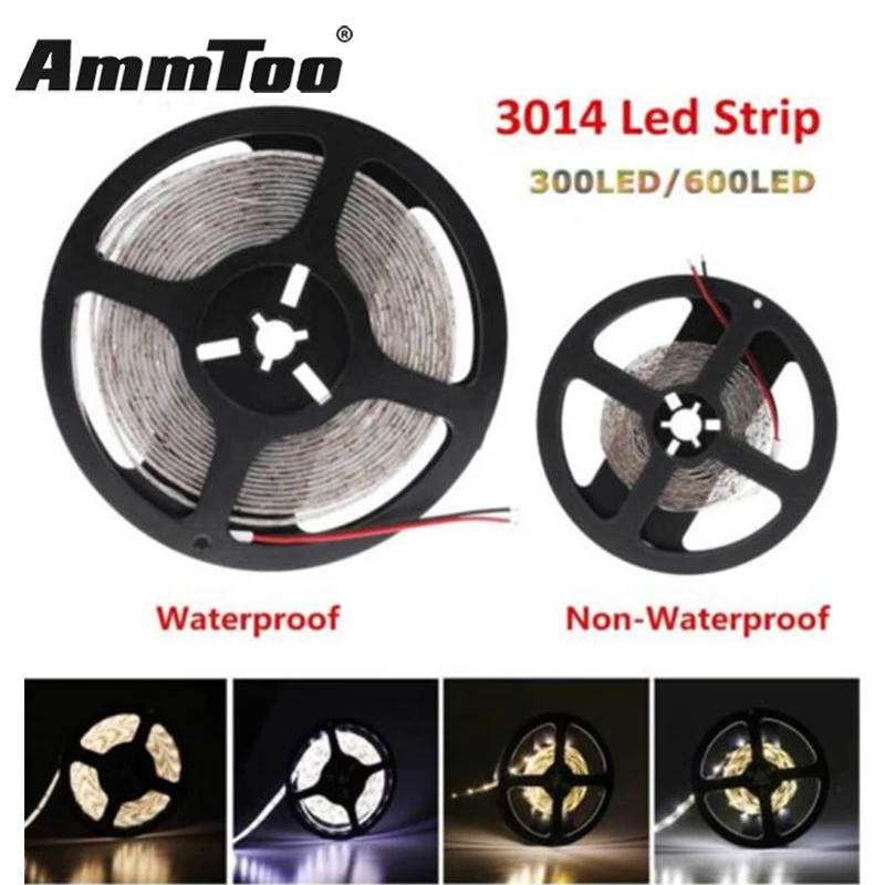 

5M 3014 300/600 Led Flexible Strip String Ribbon Light tape Striscia Lampada Led Cold White Warm White with Female DC led strips