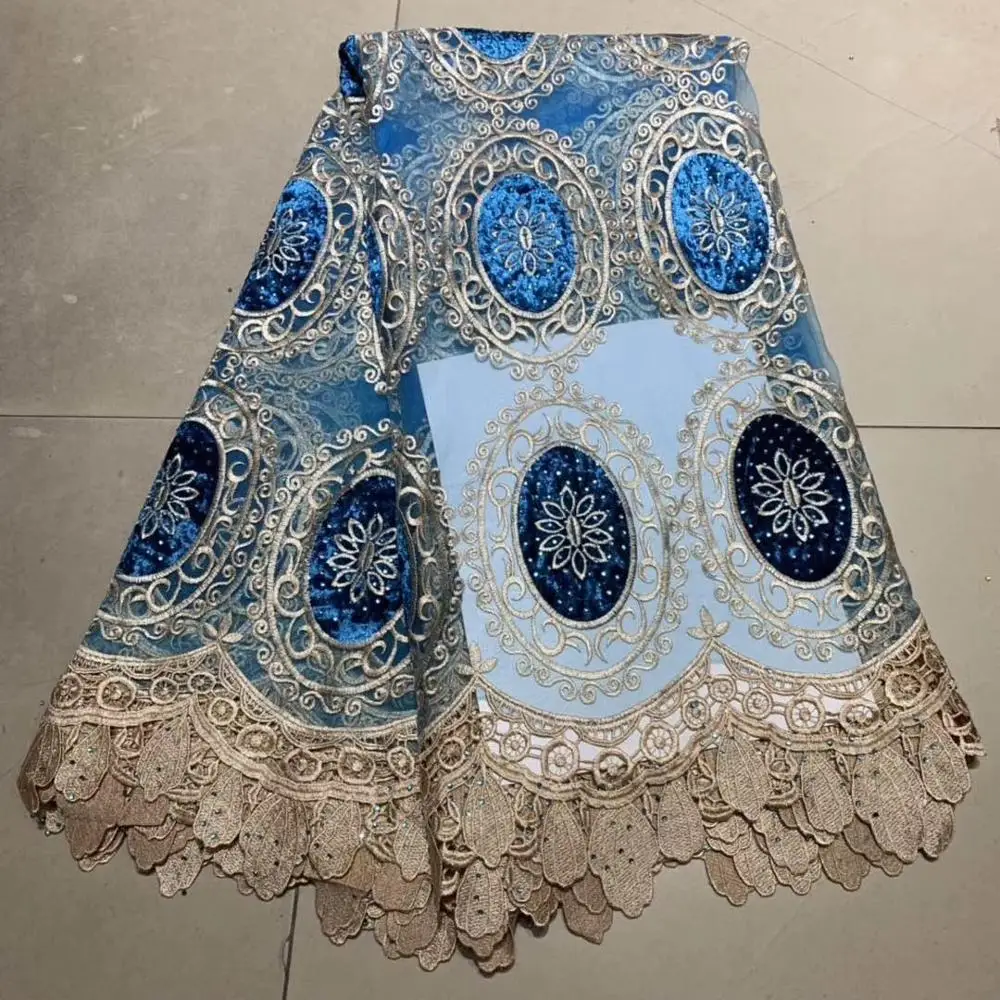 

African lace fabric 5yds/pce colorful water soluble stone velvet mesh fabrics women gorgeous luxury party event asoebi dress new