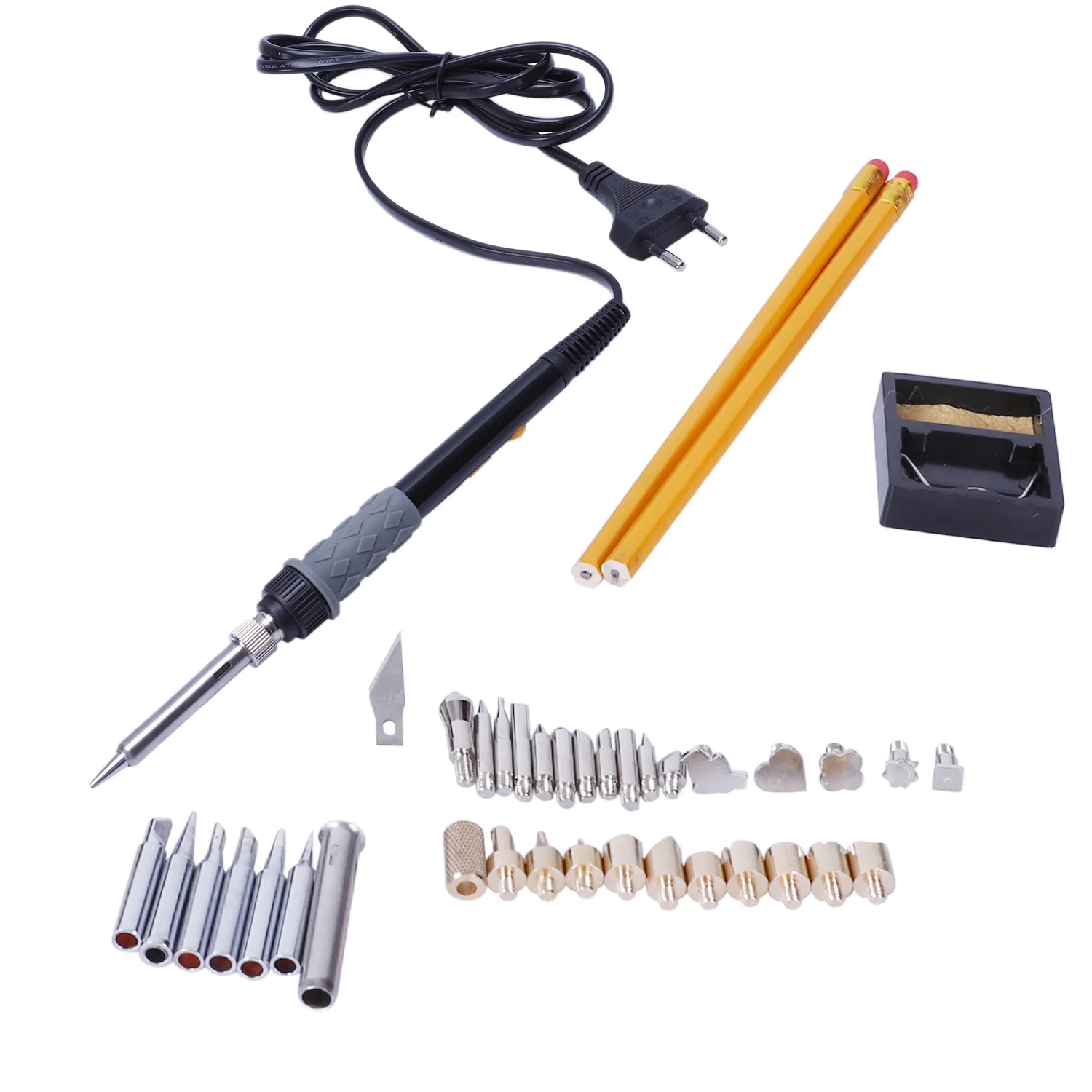 Hot-Eu Plug Wood комплект для выжигания, 46 Pcs Professional Pyrography Pen Set 60 W/110 V Температура Регулируемая ВКЛ-ВЫКЛ инструмент