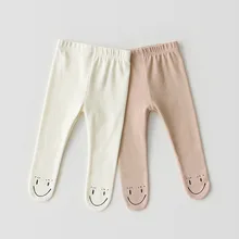 Хлопковые леггинсы с улыбающимся лицом для малышей; сезон весна-осень; колготки для малышей; леггинсы для маленьких мальчиков и девочек; детские штаны; детские брюки