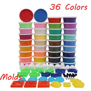 

36 Colors Playdough Light Soft Colored Modeling Clay Model Magic Air Dry Play dough Plasticine With Free Molds slime