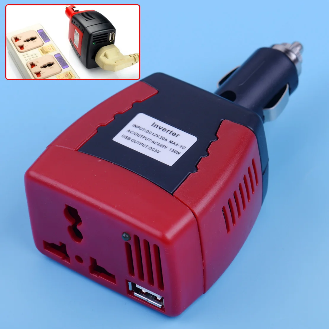 DWCX New DC 12V to AC 220V Power Inverter Car Adapter USB Port Charger