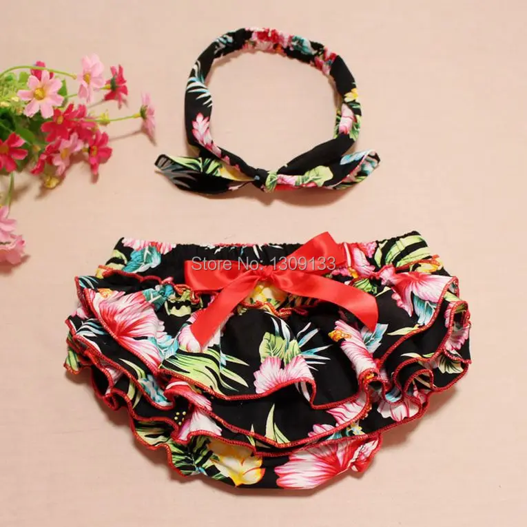 

Bauhinia Floral Cotton Baby Bloomers and Headband Set,Bow-knot Baby Romper Newborn Ruffle for Bebe Girl with Knot Headband