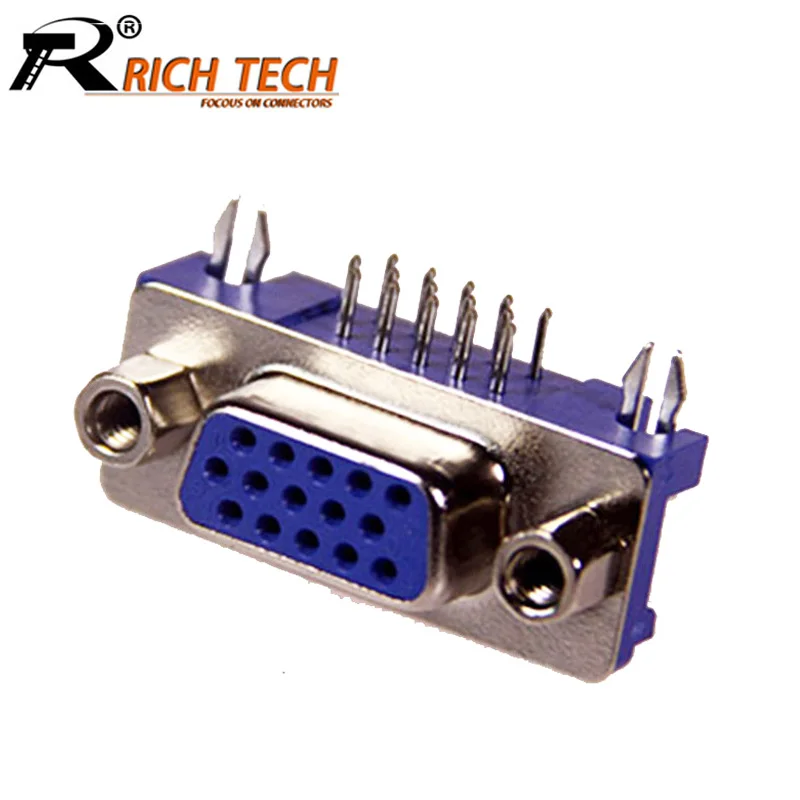 100pcs D SUB 15 Pin Female Connector Kit Blue Parallel Interface