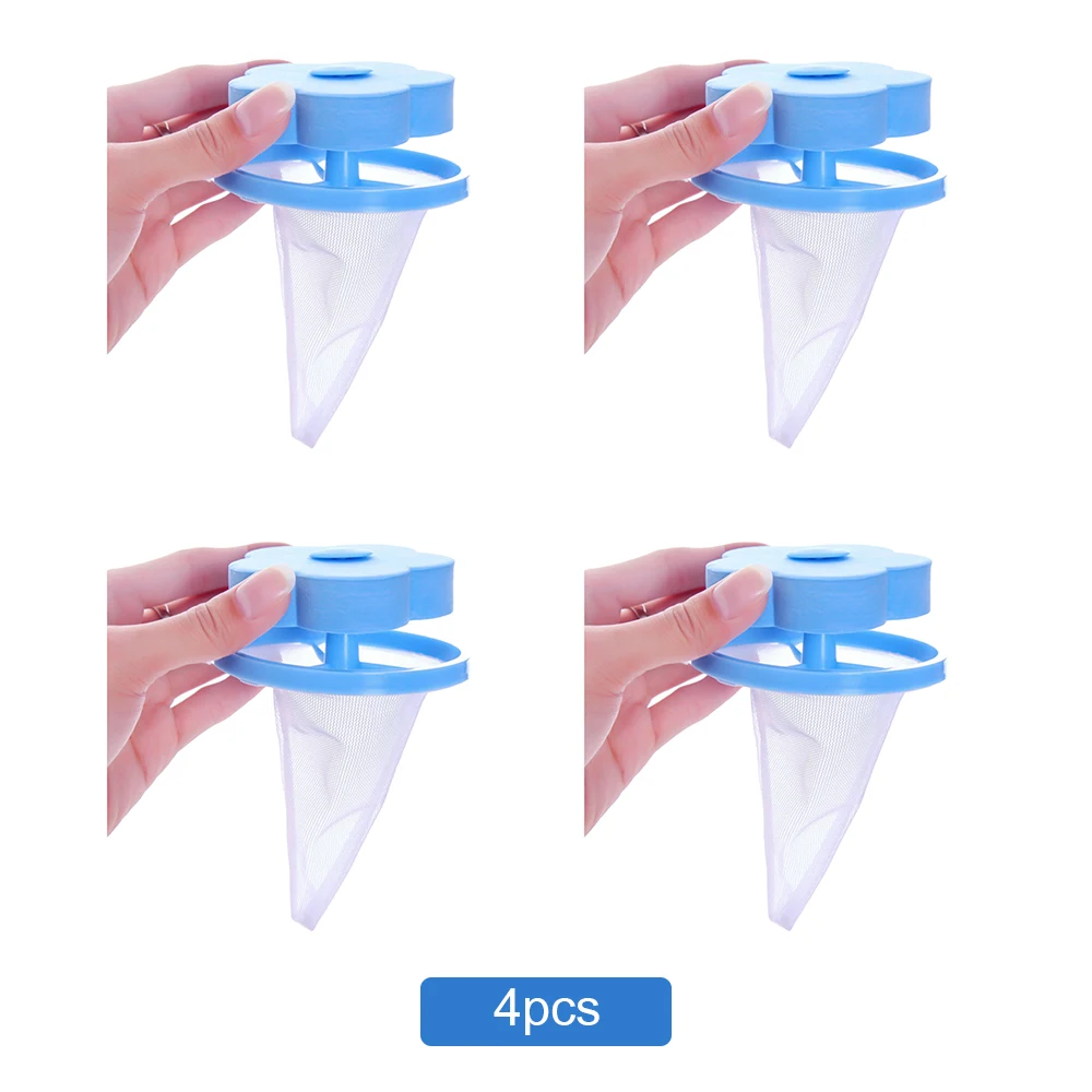 4PCs blue Hoomall цветочный Тип плавающий стиль стиральная машина фильтрация ворс Бытовая многоразовая стиральная машина плавающий ворс сетчатый мешок - Цвет: 4PCs blue