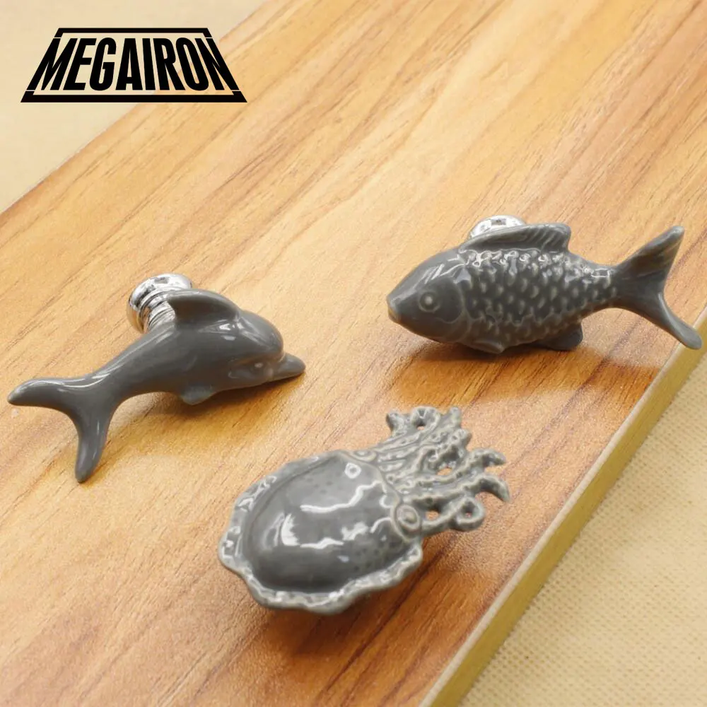 Megairon Cute Creative Ceramic Animal Door Knob Drawer Kitchen