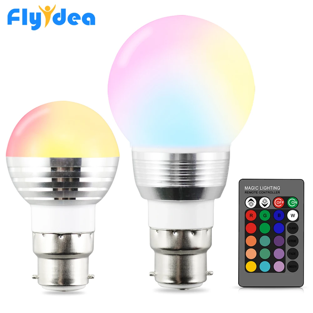 

IR Remote Control colorful 110V 220V Smart Lighting Dimmable Stage Light Bulb B22 16 Color Magic LED Night Light Lamp 24key