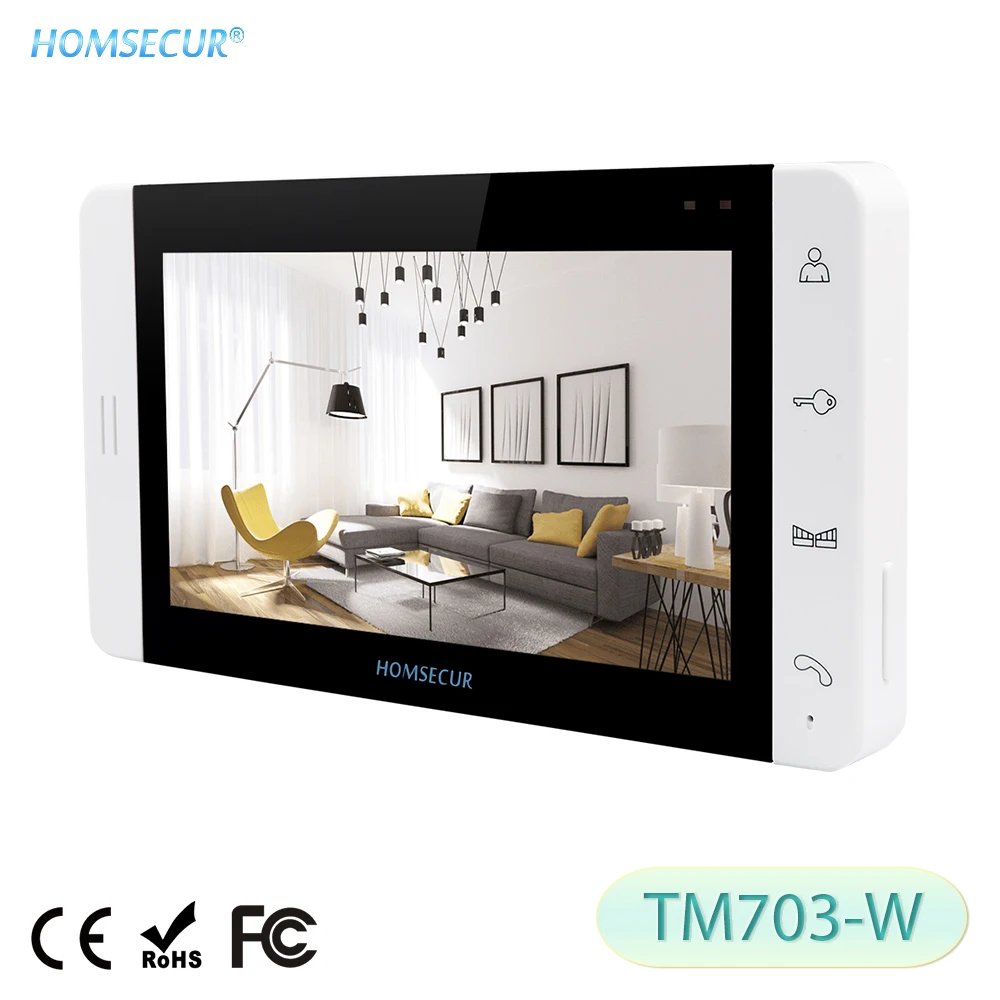 HOMSECUR TM703-W Внутренний Монитор для HDW Проводной Видеодомофонной Системы
