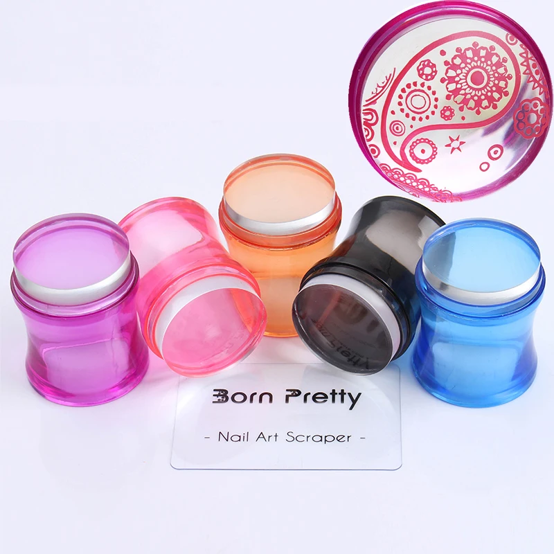 1Pc 3.9Cm Clear Jelly Silicone Stamper & BORN PRETTY Scraper Manicure Stamp Tool Setsilicone
