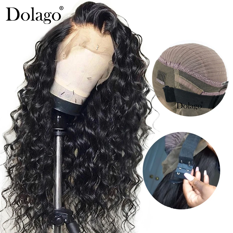 

Loose Wave 360 Lace Frontal Wig 180% Brazilian Lace Front Human Hair Wigs With Adjustable Removal Elastic Band Wavy Bob Dolago