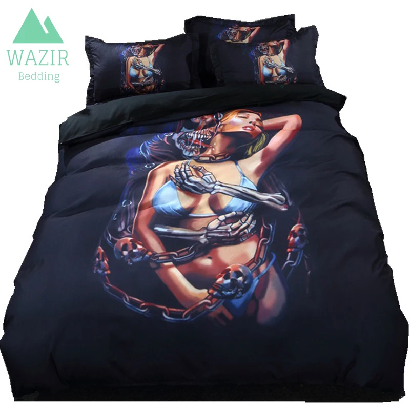 

WAZIR 3D Skull Wolf Printing Bedding Set Bed Sheet Quilt Cover Pillowcases Comforter Bedding Sets Home Textile Bedclothes