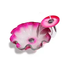 Закаленный стеклянный умывальник искусство Овальный умывальник в виде розового цветка сосуд Раковина из закаленного стекла