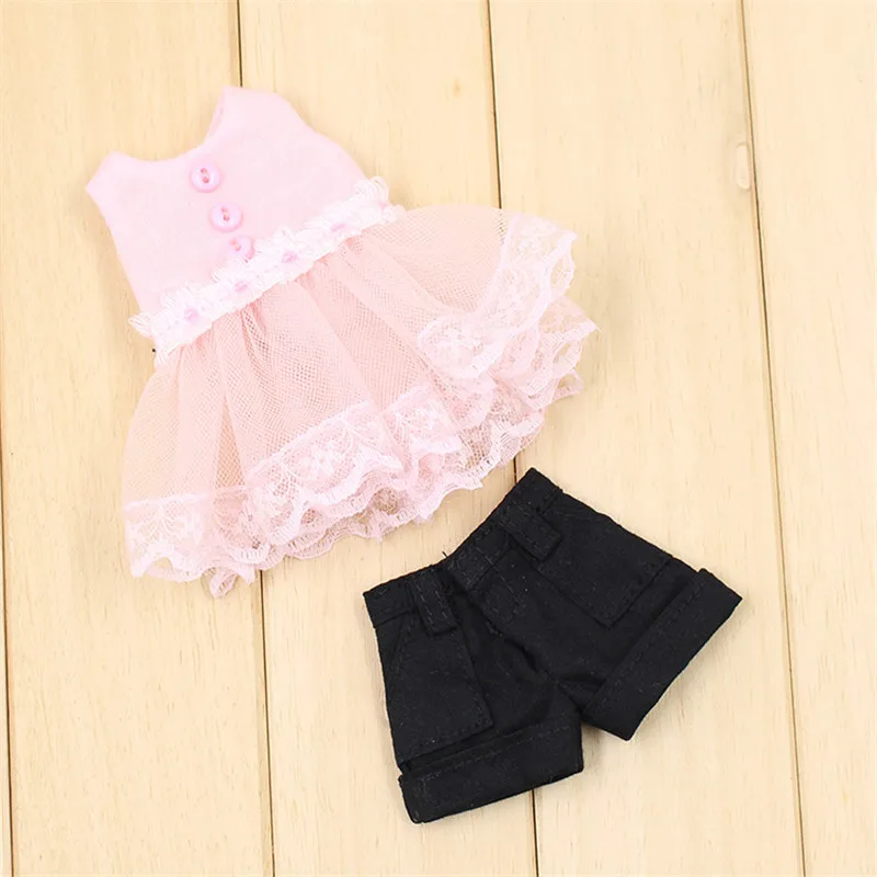 

Clothes For 1/6 Blyth icy doll Pink Cute Dress & Black Shorts high quality suit