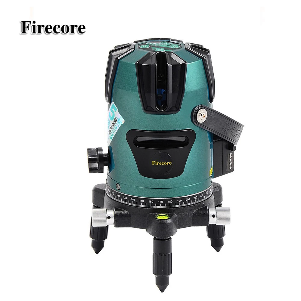 Firecore 5 Lines Tiltable Green Laser Level 360 Degree Rotary 3 Degrees