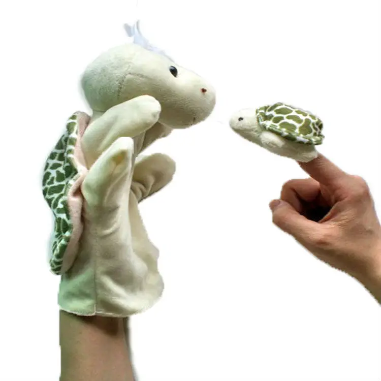 

2 pcs/set/lot,Parent turtle hand puppet and kid turtle finger puppet as a set, Christmas gift, plush toys, free shipping t