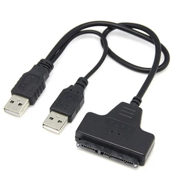 

2017 Black New USB 2.0 SATA 15 + 7 Pin to USB 2.0 Adapter Cable for 2.5 HDD Laptop Hard Disk Drive Computer accessories