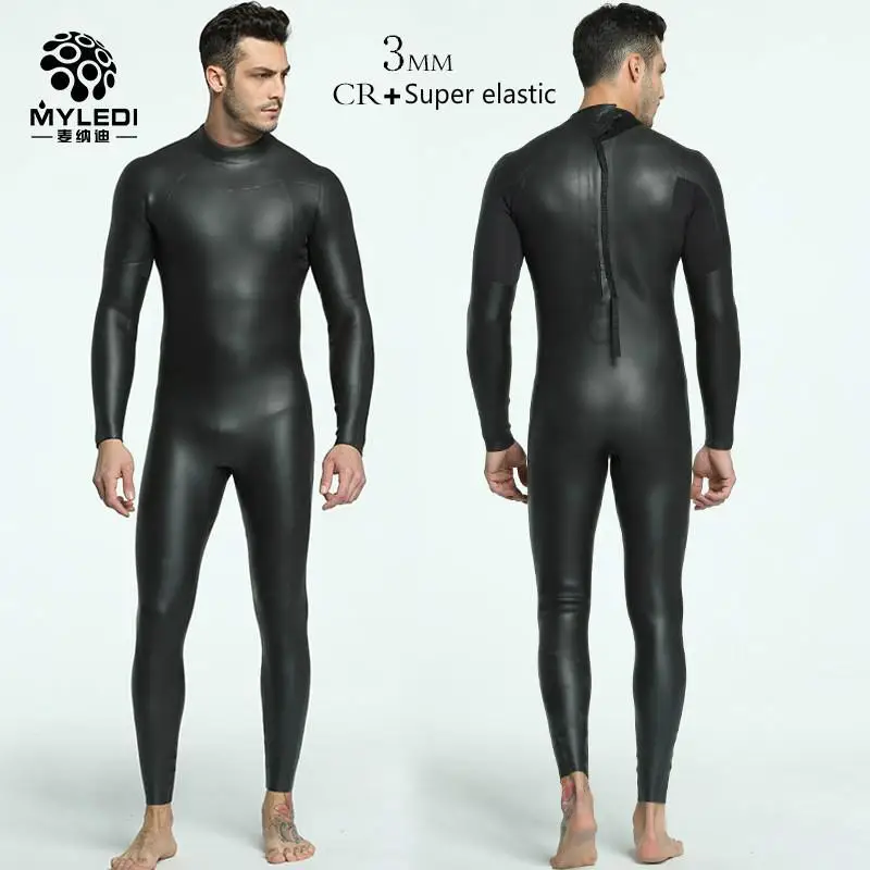 Mens 3mm CR Triathlon wetsuit  Ultra Elastic  Leather  Smooth skin wetsuits  Full Wetsuit Open Water CR neoprene cold water