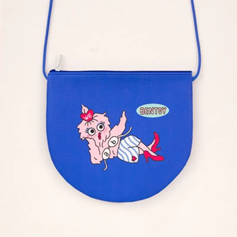 Супер милая девушка сумка Bentoy сумка Корея Япония дизайн женская сумка через плечо Забавный мультфильм печать подарок для дочери сумки - Цвет: Blue