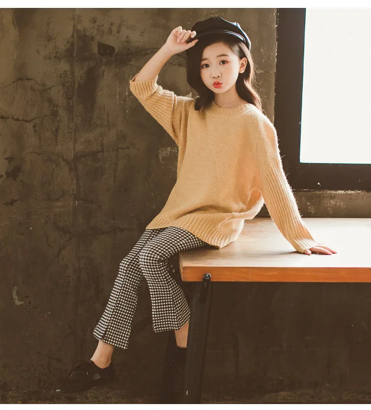 2018 Children Loose Sweaters Baby Girls Cotton Knit Tops Girl Solid Long Sleeve Sweater for Kids Casual Autumn Winter Pullovers (7)