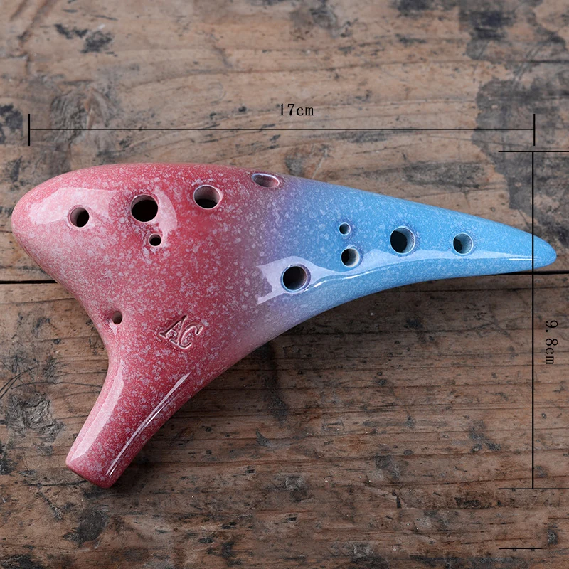 

12 Holes Ceramic Ocarina Flute Alto C Smoked Burn New Color Style Musical Instrument for Beginner