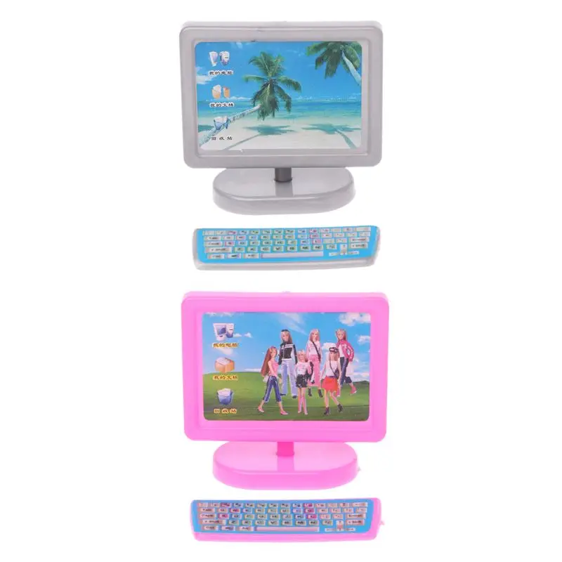 Modern Computer Dollhouse Miniature Furniture For Barbie Doll Kid Toy Girl Gift 30cm Dolls Accessories New Arrival Modern Computer Dollhouse Miniature Furniture For Barbie Doll Kid Toy Girl Gift 30cm Dolls Accessories New Arrival