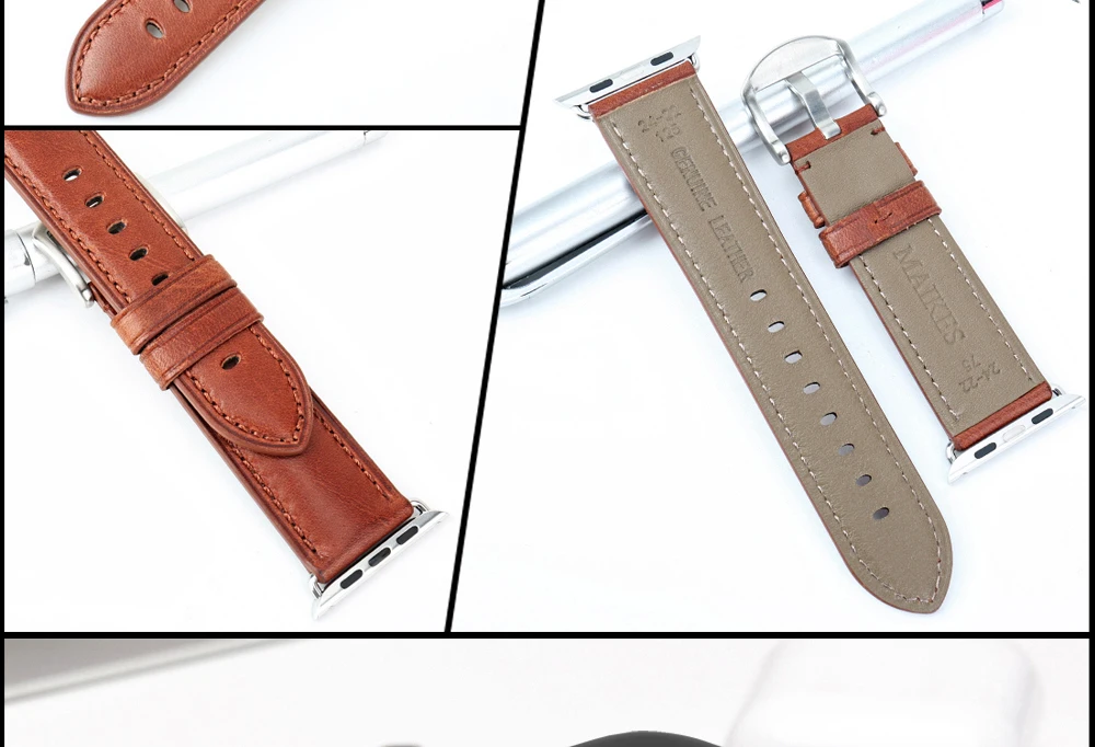 MAIKES для Apple Watch Band 44 мм 40 мм iWatch Series 4 3 2 1 Apple Watch Band 42 мм 38 мм кожаный ремешок аксессуары для часов браслет