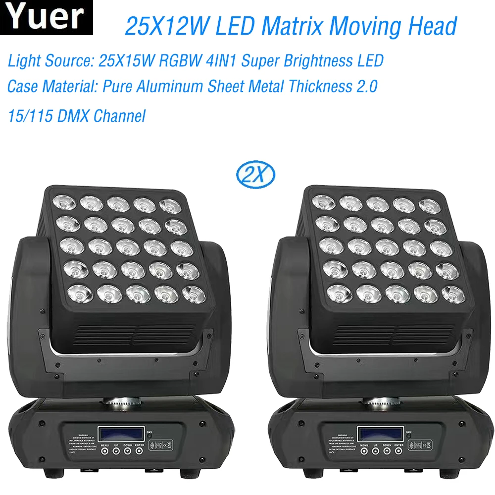 2Pcs/Lot LED 25X15W RGBW 4IN1 Super Brightness Matrix Moving Head Lights 15/115 DMX Channel For Disco DJ Party Laser Stage Light | Освещение