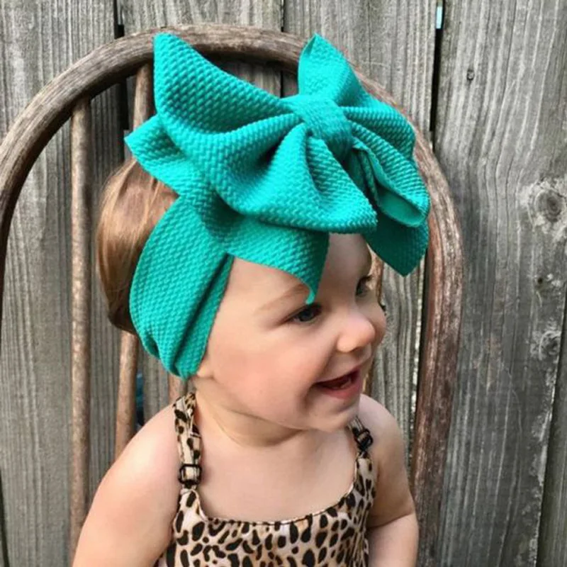 

Popular 2019 Large 7" Hair Bow Textured Fabric Elastic Kids Girl Pop Headband New Arrival DIY Hair Accessories Headwrap Headwear