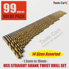 99PCS HSS Straight Shank BIT SET TWIST DRILLS 1.5MM-10MM Hand Tool DS-99P 99PCS HSS Straight Shank BIT SET TWIST DRILLS 1.5MM-10MM Hand Tool DS-99P