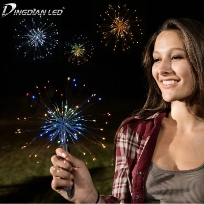 

Hanging Starburst String Light 120 Leds Remote Control DIY Firework Copper Fairy Garland Christmas Lights Outdoor Twinkle Lights