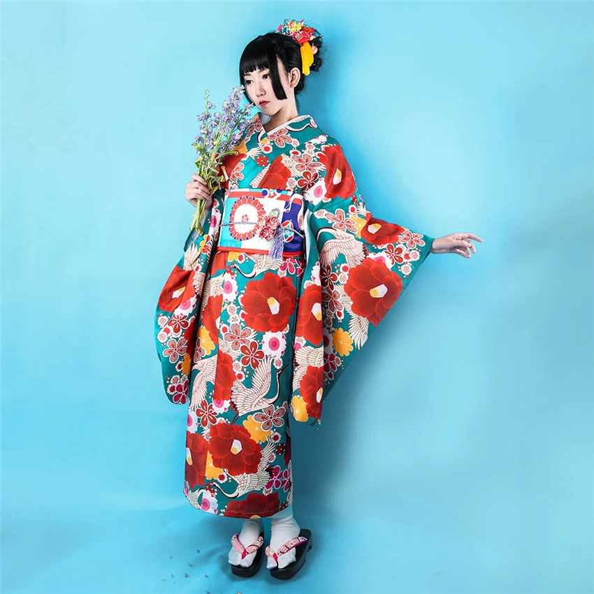 

Kimono Haori Traditional Japanse Style Dress for Women Floral Crane Luxury Gesia Asian Clothes Yukata Party Japan Court Cosplay