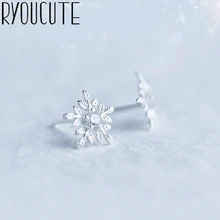 RYOUCUTE Настоящее серебро 925 пробы роскошный бренд корейский милый Цирконий снег серьги для женщин Свадебные ювелирные изделия Pendientes