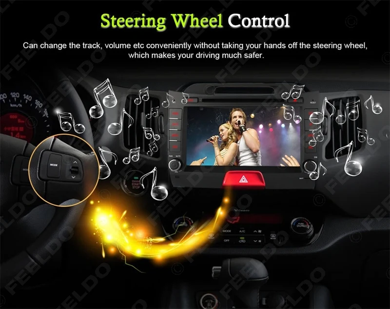 Top FEELDO 8" Android 6.0 (64bit) DDR3 2G/16G/4G LTE Quad Core Car DVD GPS Radio Head Unit For Kia Sportage/Sportage R(2010~2015) 9