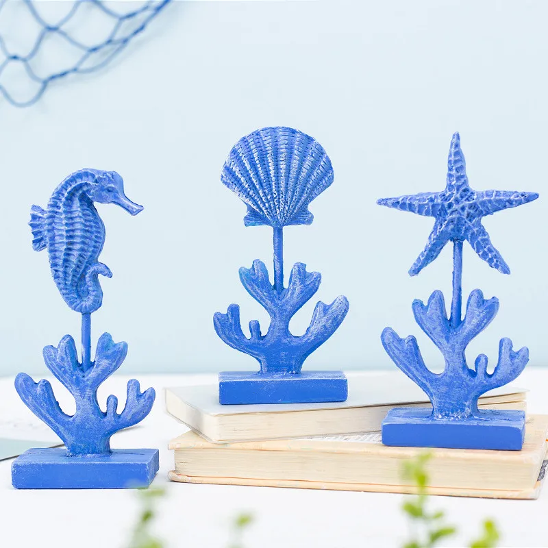 Mediterranean style resin starfish hippocampus scallop tabletop decoration home decoration wine cabinet set decor props