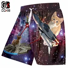 OGKB, новинка, мужские летние короткие штаны, 3D принт, галактика, Космический Кот, пляжные шорты, повседневные, мужские, хип-хоп, уличная одежда, панковские брюки