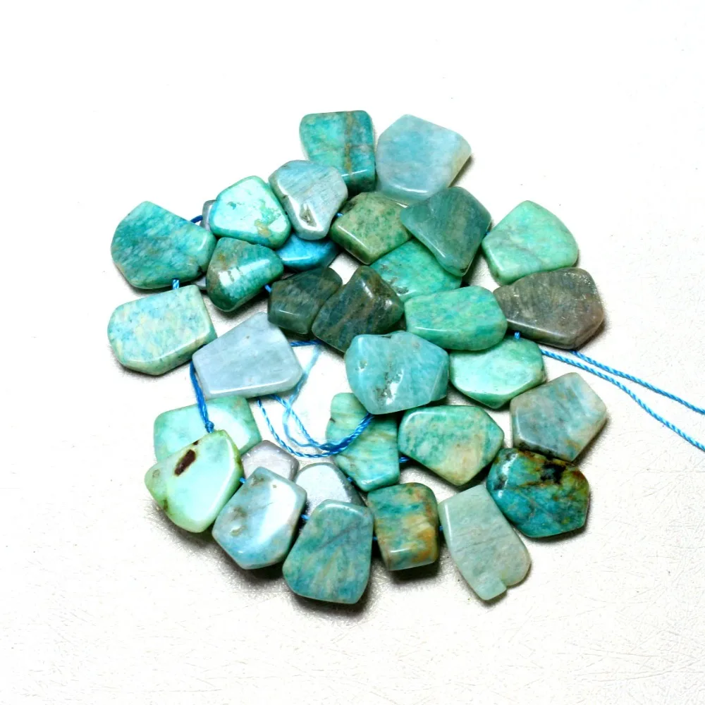 Wholesale 18-20 mm Irregular Pentagon Natural Blue Amazonite Stone Beads For Jewelry Making Side Hole DIY Necklace Bracelet 15'' |