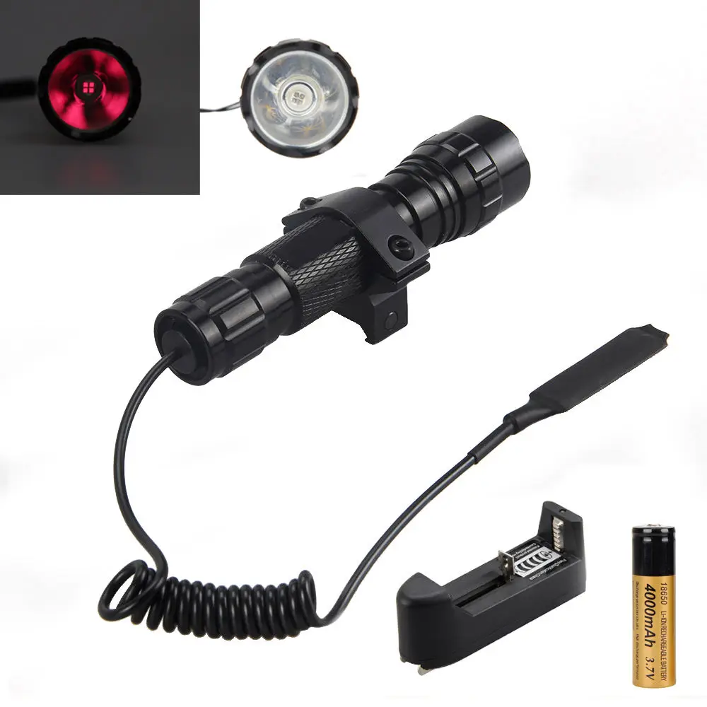 501B 940nm Infrared Red IR Night Vision LED Flashlight Gun Light 18650