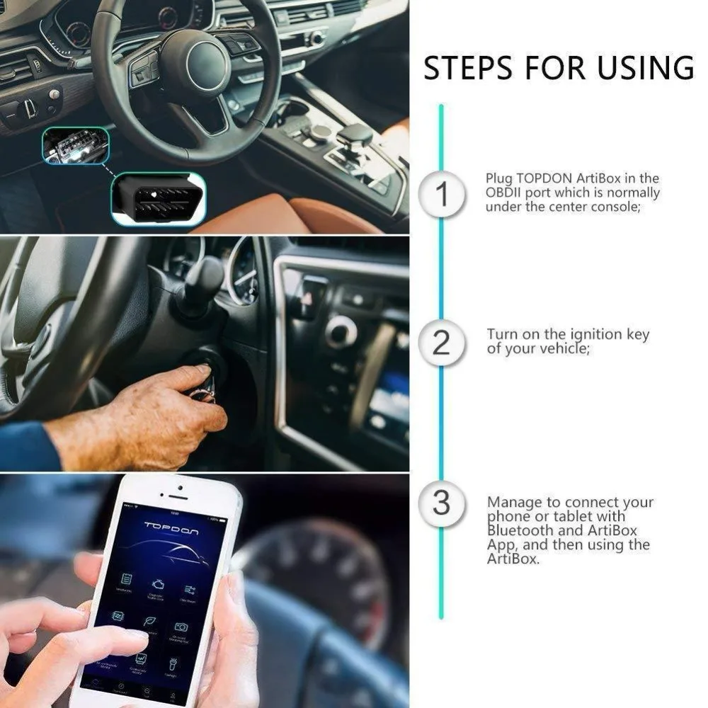 TOPDON OBDII сканер ArtiBox Bluetooth профессиональный мониторинг в реальном времени считыватель кодов Android iOS OBD2 автомобильный диагностический инструмент