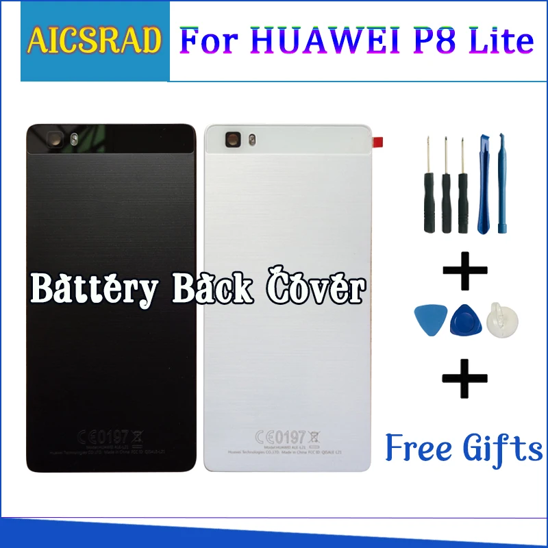 AICSRAD для HUAWEI P8 Lite Батарея задняя крышка двери чехол для HUAWEI P8 Lite замена корпуса + стеклянные объективы задней камеры случае - изображение